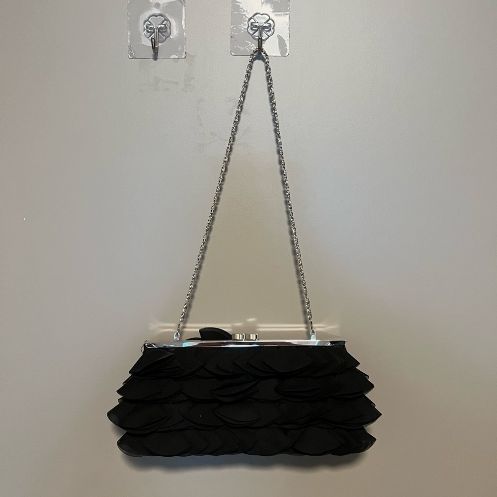 Call it Spring Formal Dressy Feathery Black  Clutch